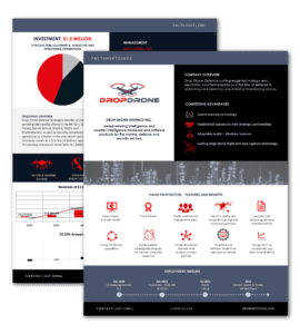 Investment Fact Sheet for DropDrone Defence Technology by Concord Business Plans